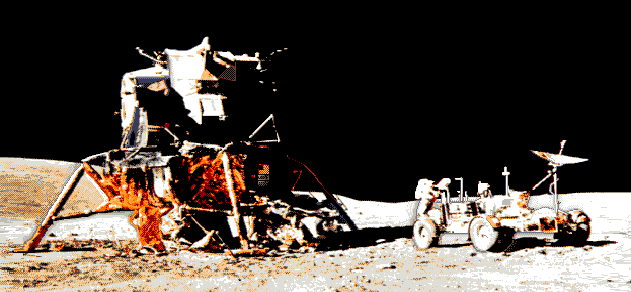 Apollo-Mondlander mit Lunar Rover
